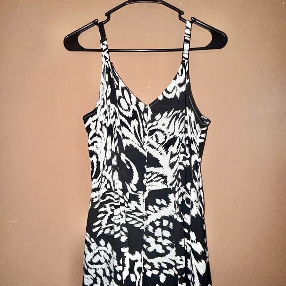 1 State Women's Black White Floral Spaghetti Strap Maxi Dress - Size Small - Picture 7 of 7